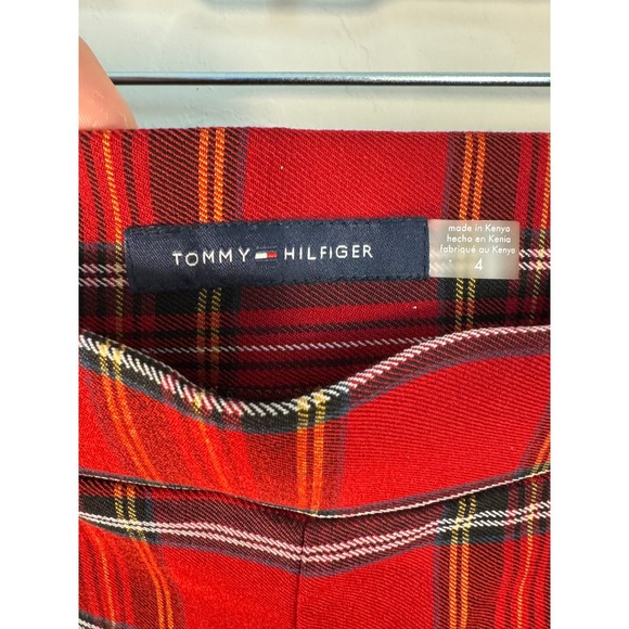 Tommy Hilfiger Women Red Plaid Skinny Pants Size 4 Leggings Style - Picture 3 of 6